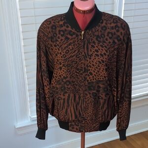 Handmade Leopard Print Lined Bomber Jacket Indie Animal Print